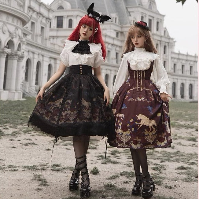 Eden at Dawn Gothic Lolita Print Skirt