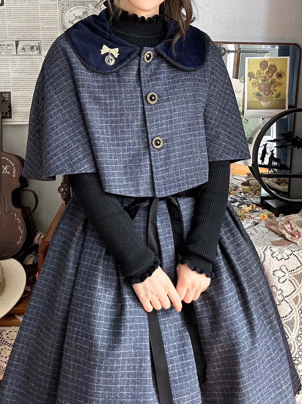 [Sale period ended] Earl Gray checked cloak