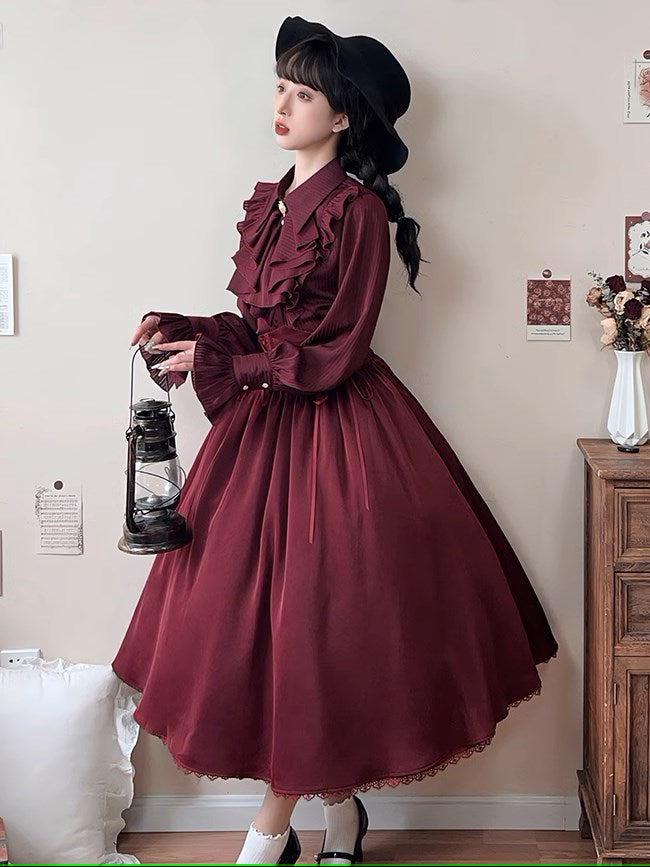 [Pre-order] Classical striped blouse with jabot tie
