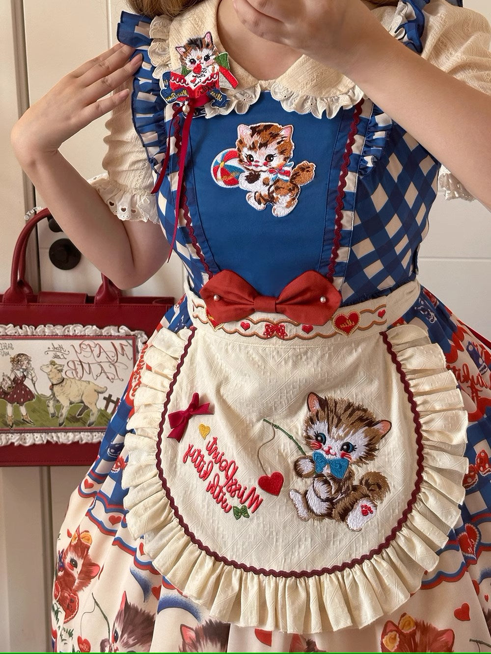 【予約販売】Sweet Kittyレトロフライングスリーブジャンパースカート