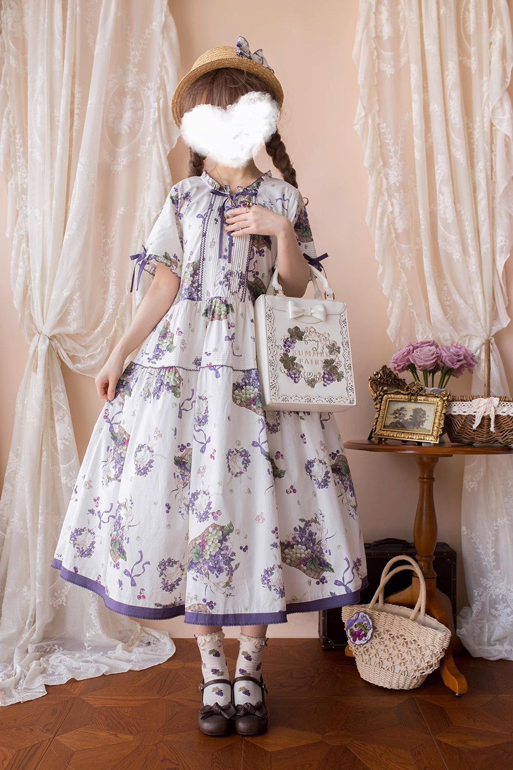 Picnic Basket One Piece Grape Pattern