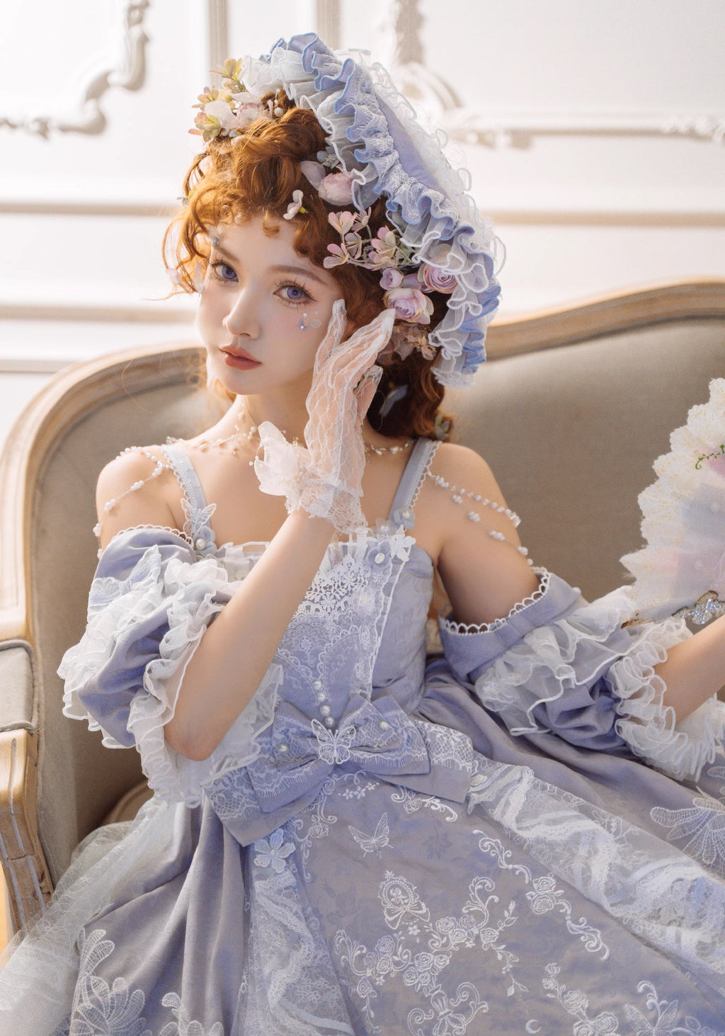 Diamond Stardust レースのプリンセスドレス・レースハット付【ショルダーストラップタイプ】
