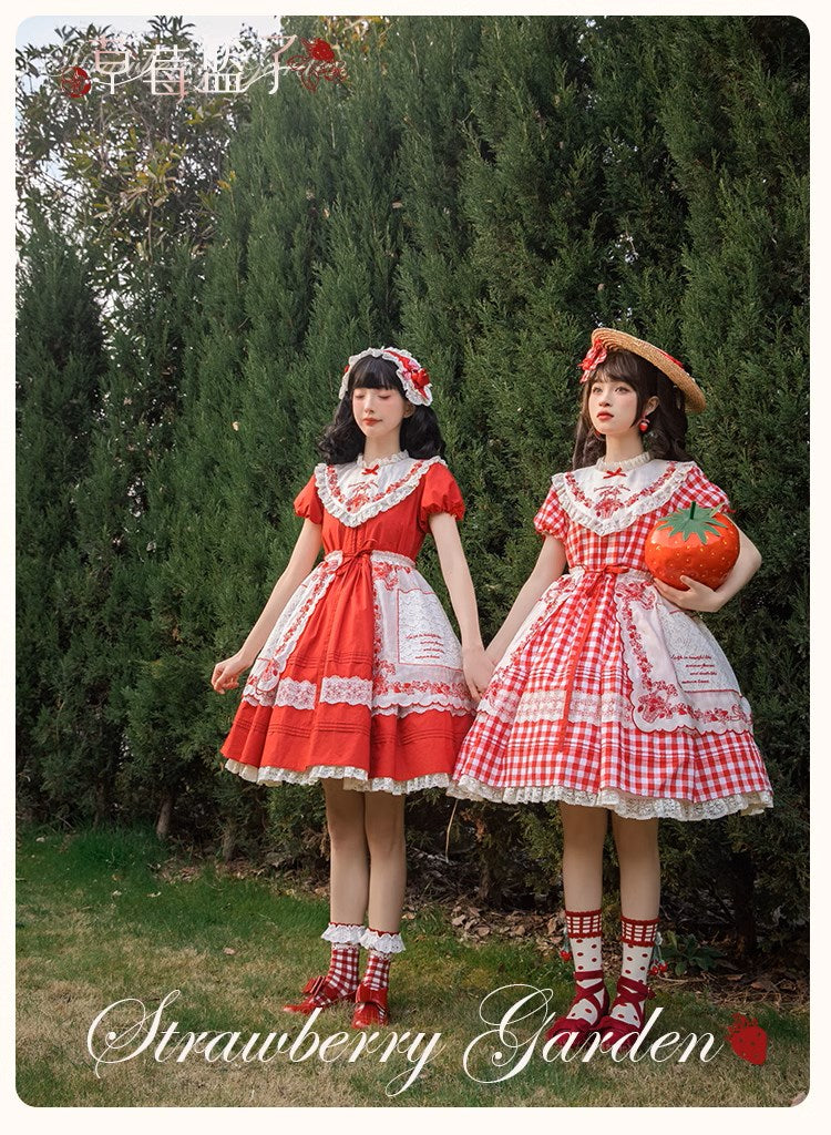 Strawberry Basket スタンドカラーワンピース