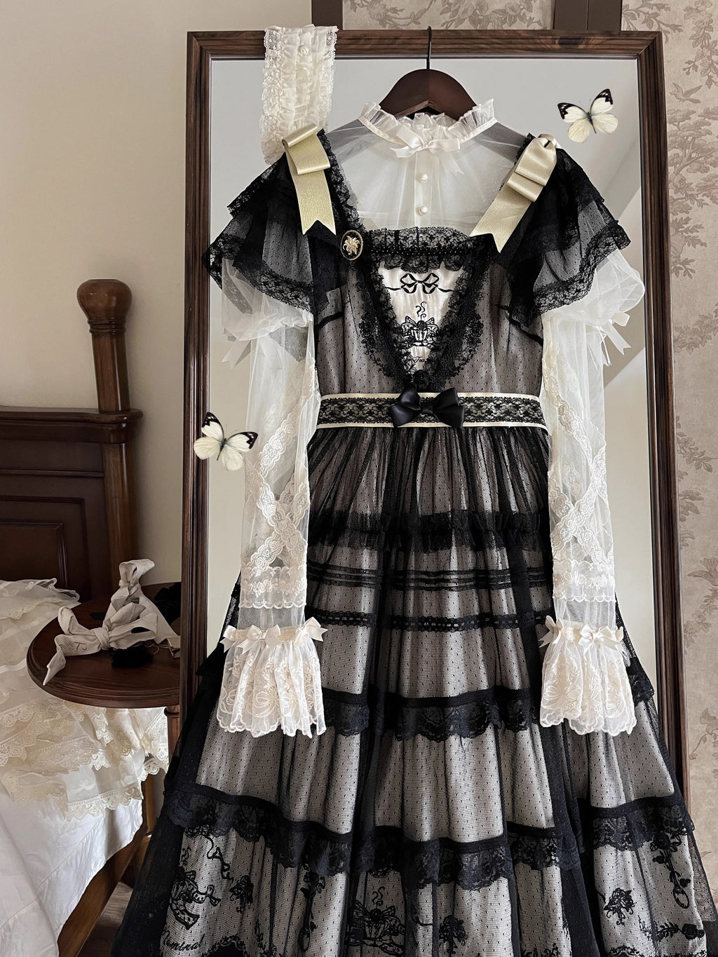 Afternoon Tea Party Embroidered Polka Dot Tulle Dress
