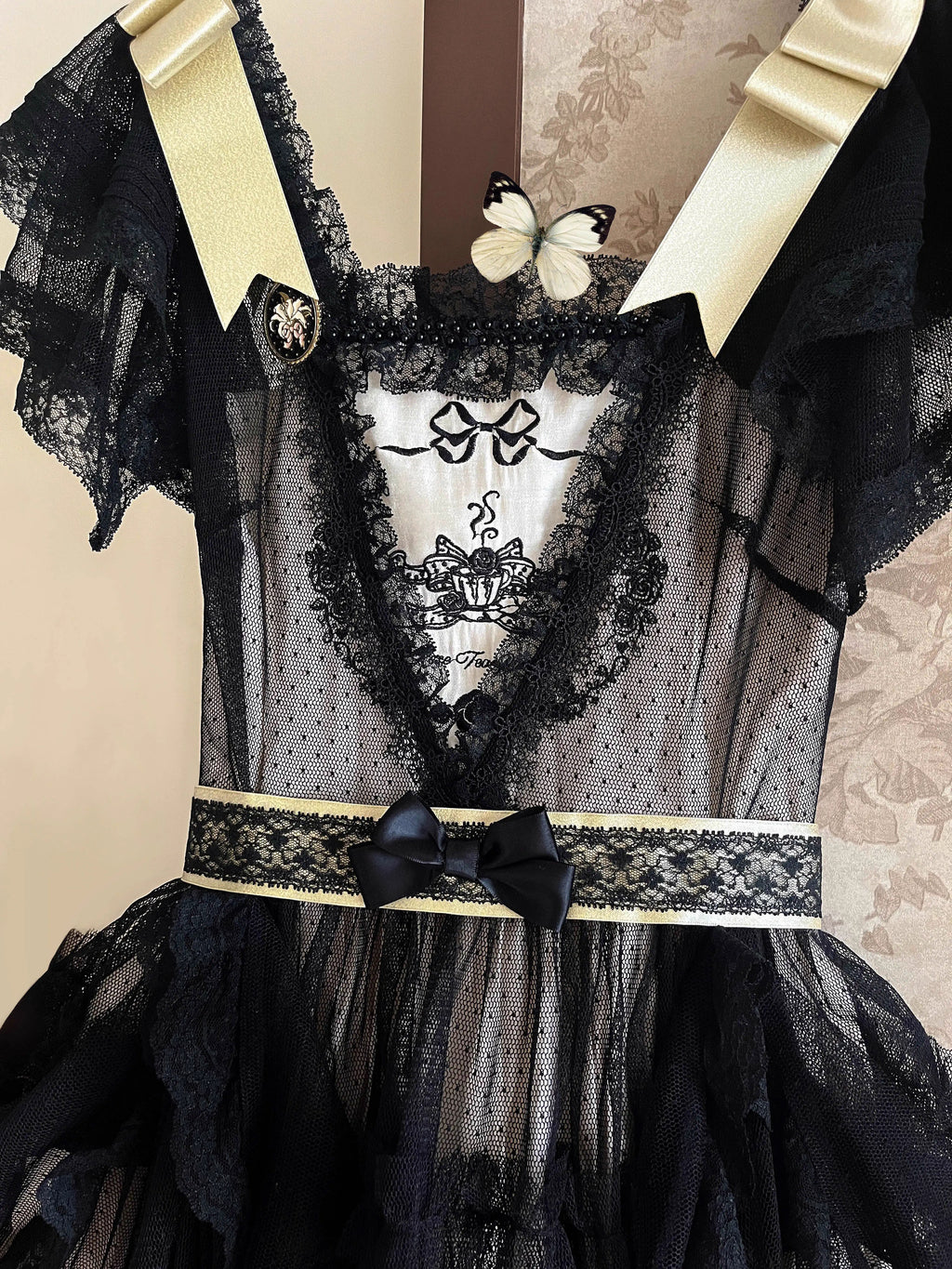Afternoon Tea Party Embroidered Polka Dot Tulle Dress