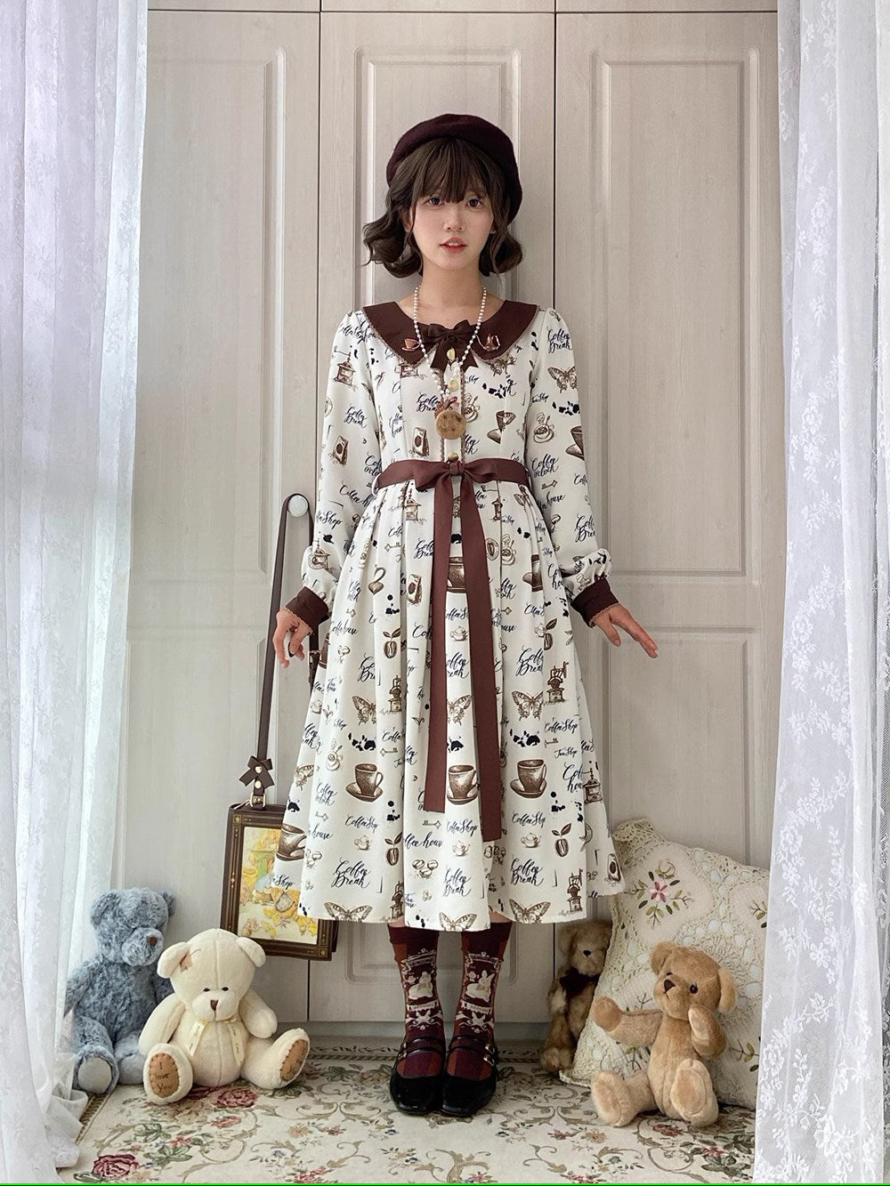 Caramel Latte Sweet Retro Girly Dress