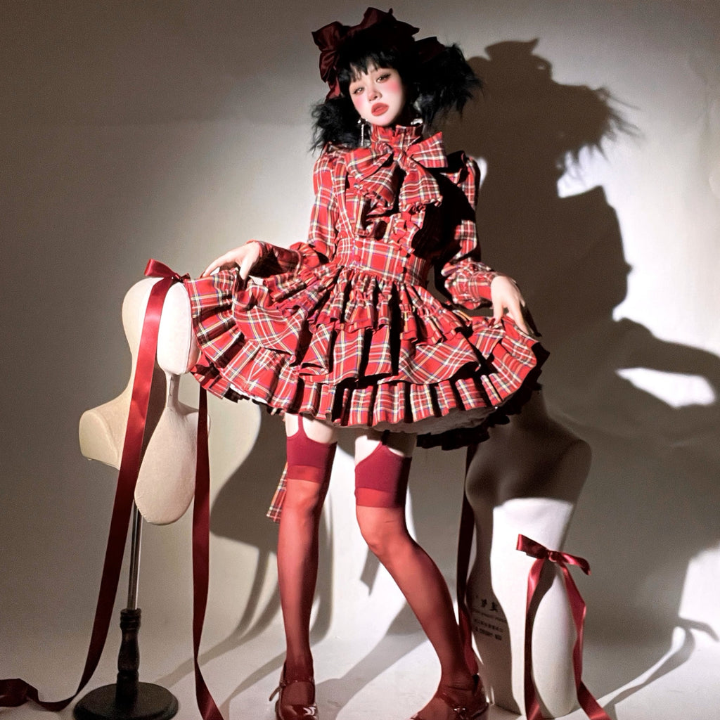 Doll's House リボンタイフリルブラウス チェック柄全4色