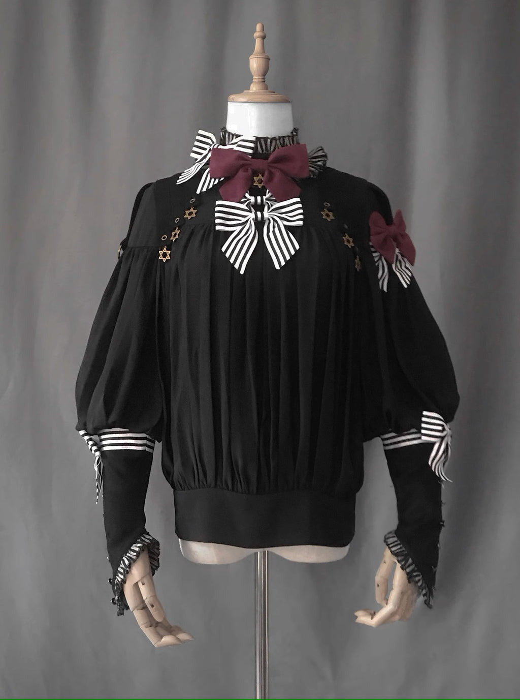 [Pre-order] Black &amp; Striped Retro Fishtail Skirt and Blouse