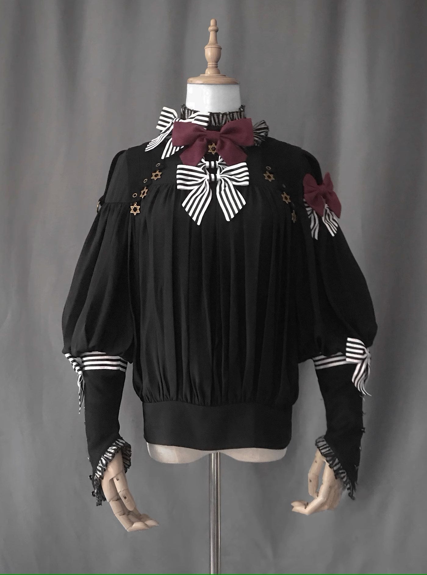 [Pre-order] Black &amp; Striped Retro Fishtail Skirt and Blouse