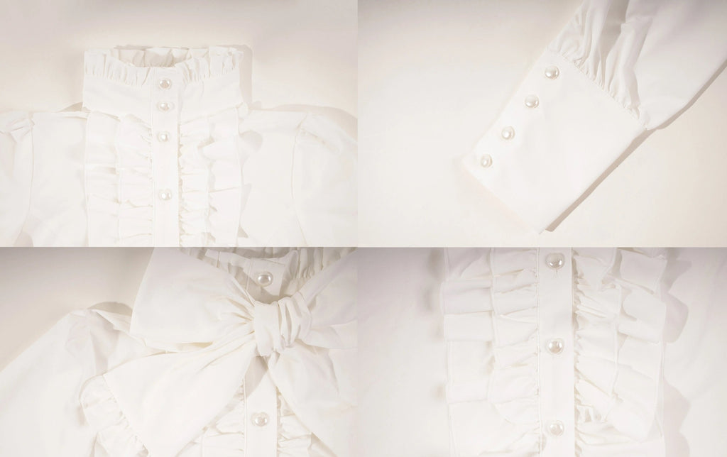 Doll's House Ribbon tie ruffle blouse 5 colors