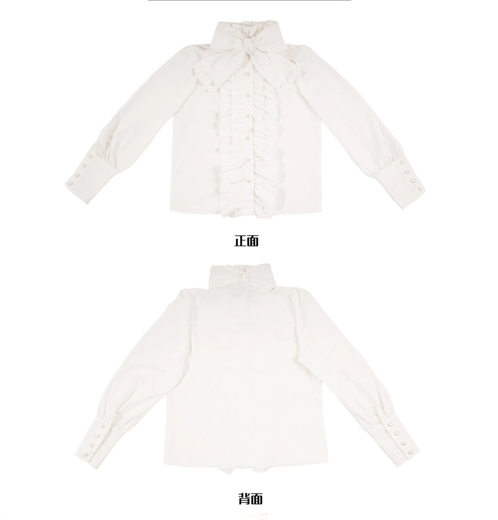Doll's House Ribbon tie ruffle blouse 5 colors