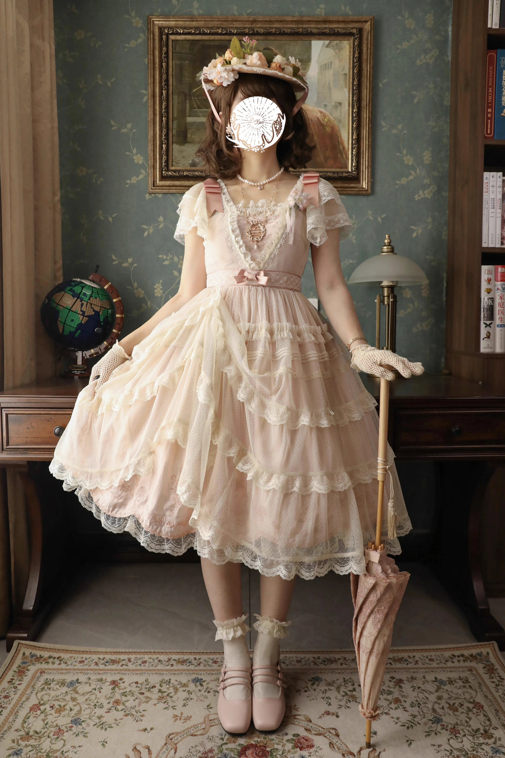 Afternoon Tea Party Embroidered Polka Dot Tulle Dress
