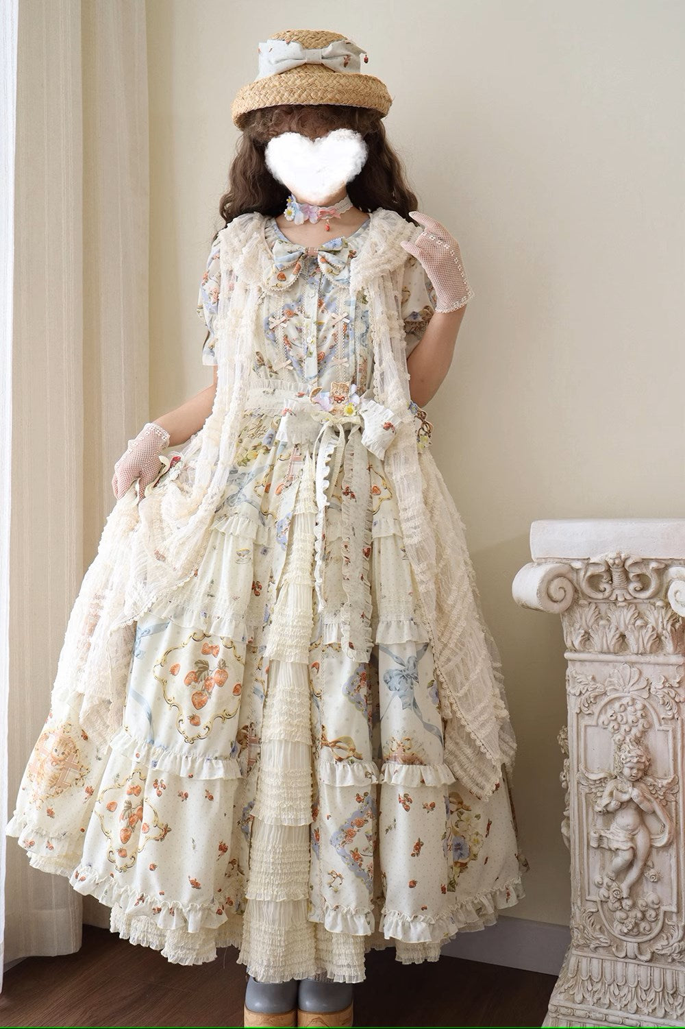 [Sale period has ended] Cat Rose Tea Party Daily Dress Long Length