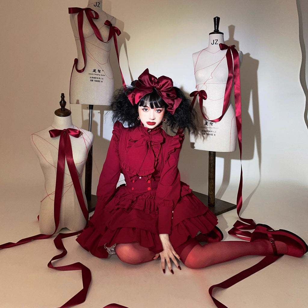 Doll's House Ribbon tie ruffle blouse 5 colors