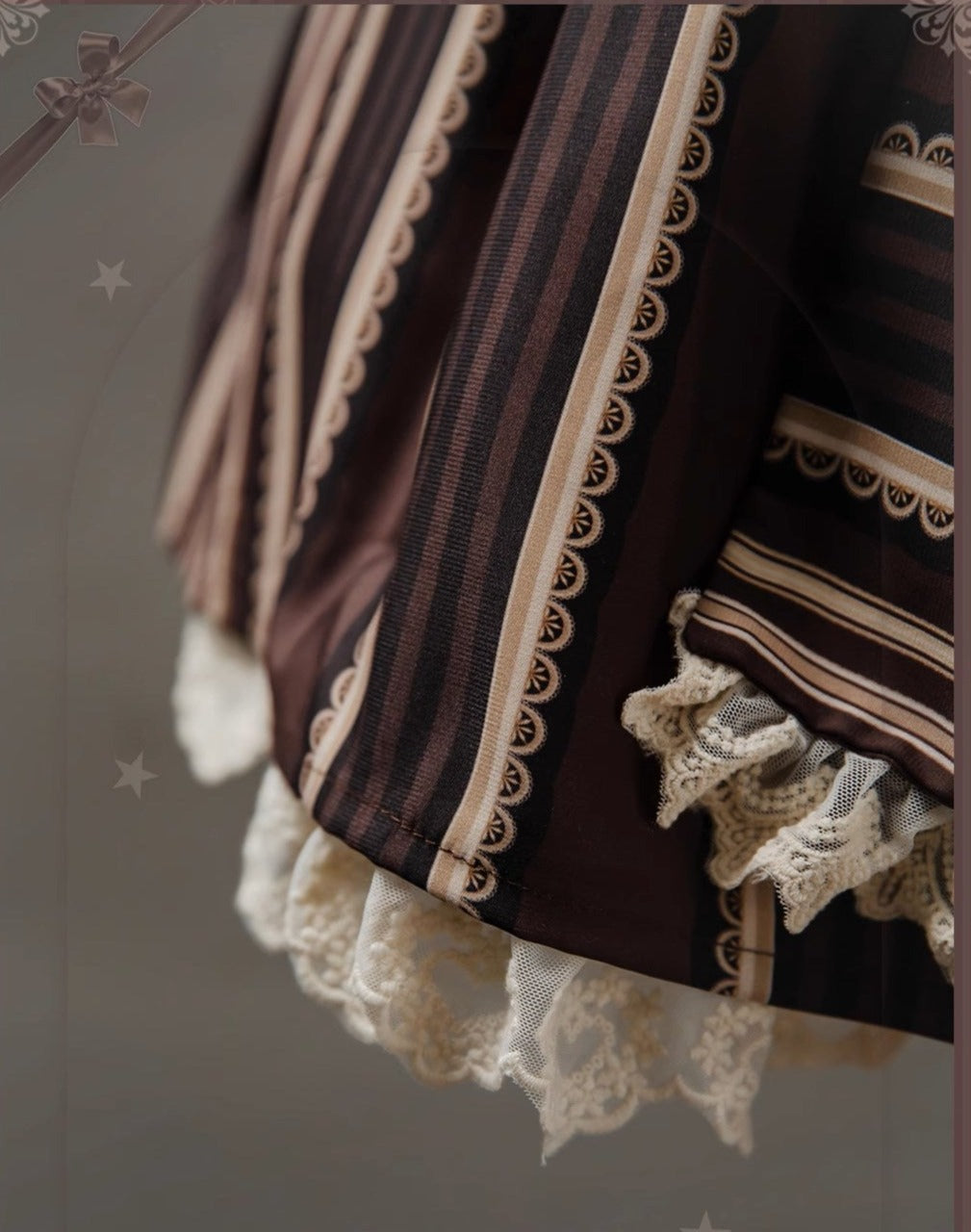 [Sale period ended] Stripes Story Brown dress with ribbon hair accessory