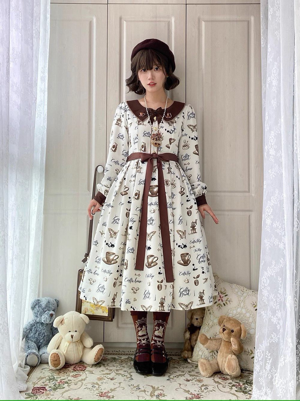 Caramel Latte Sweet Retro Girly Dress