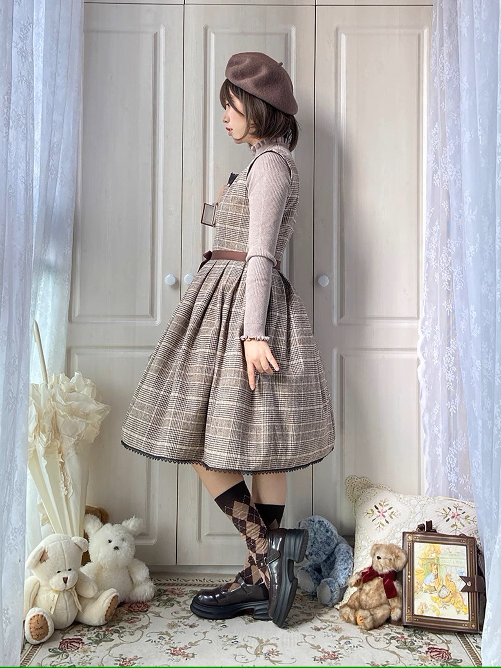 Earl Gray checked jumper skirt