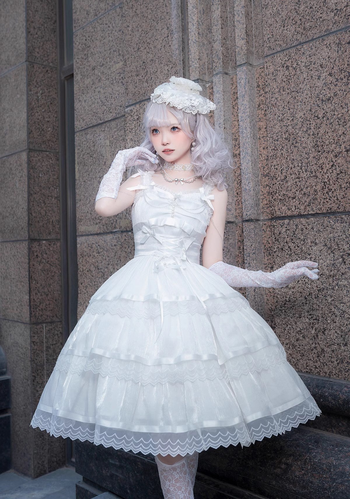 Romantic Party Black and White Tiered Jumperskirt – ロリータ