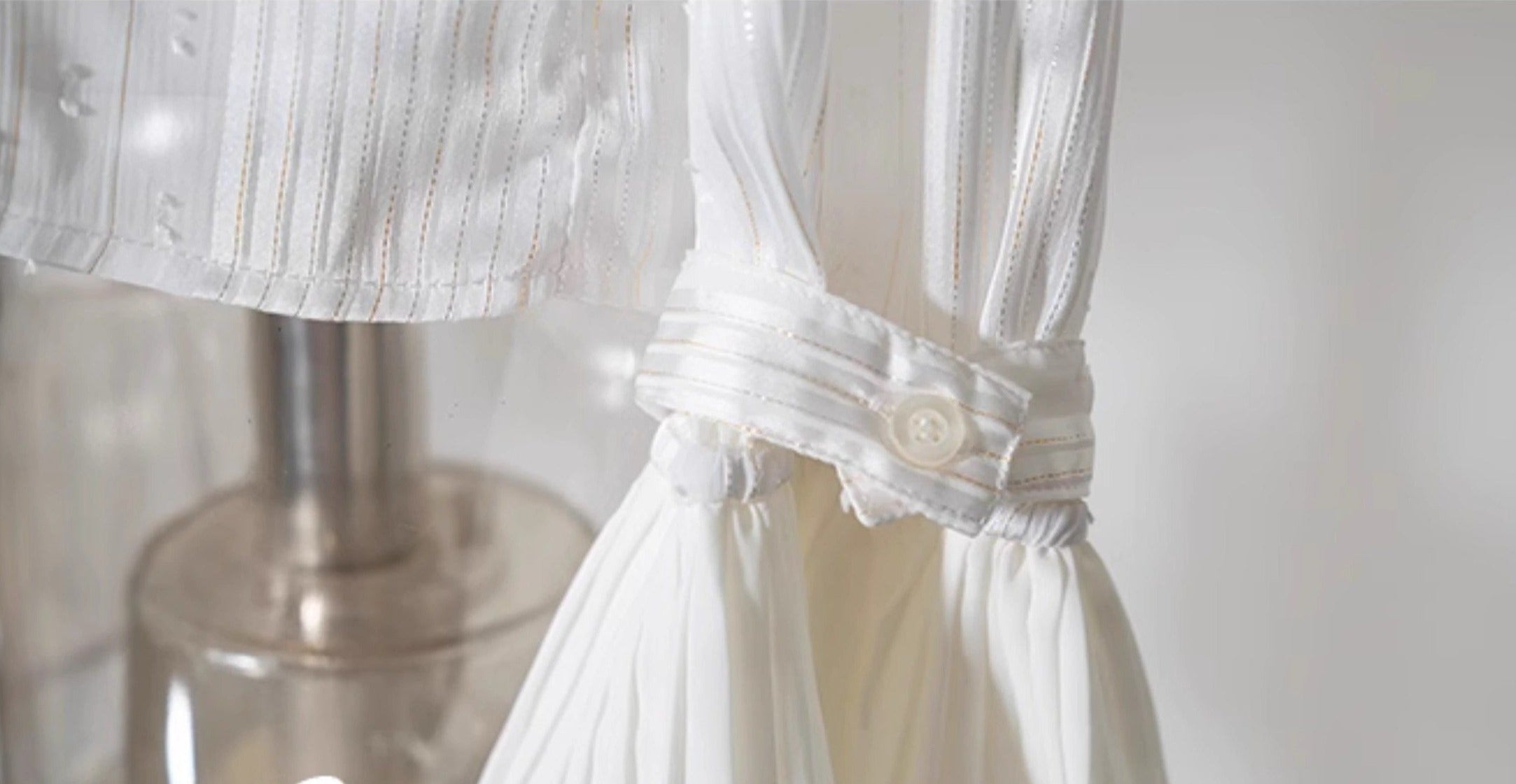 French retro pleated cuff white blouse