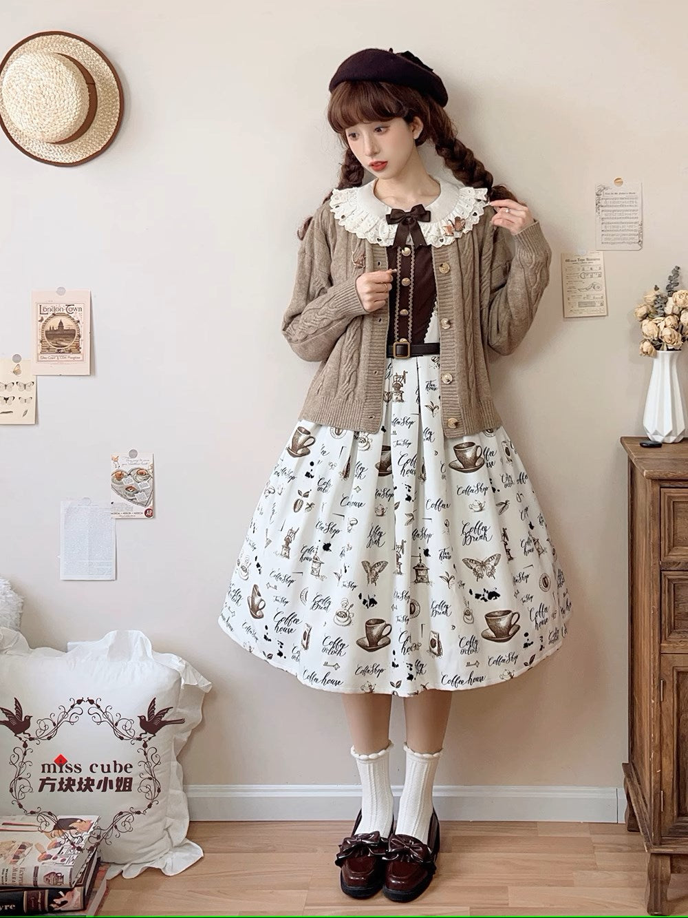 【予約販売】Caramel Latte Sweet レトロガーリージャンパースカート