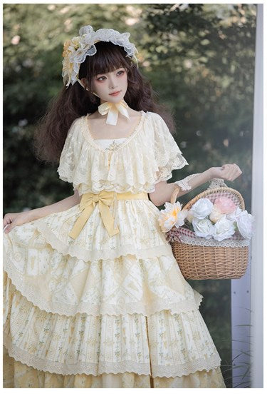 Cream yellow floral jumper skirt