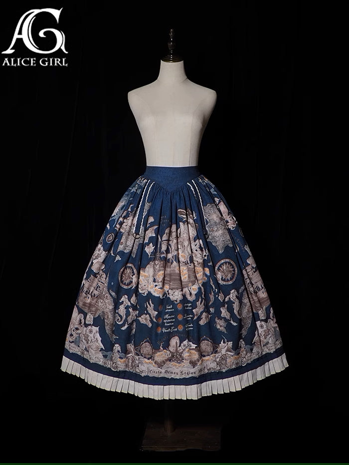 [Sale period ended] Treasure Hunt Map pirate style print skirt