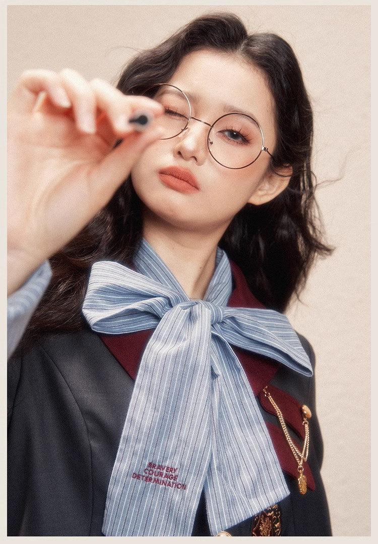[Pre-order] Hogwarts School of Witchcraft and Wizardry Ribbon Tie Stripe Blouse