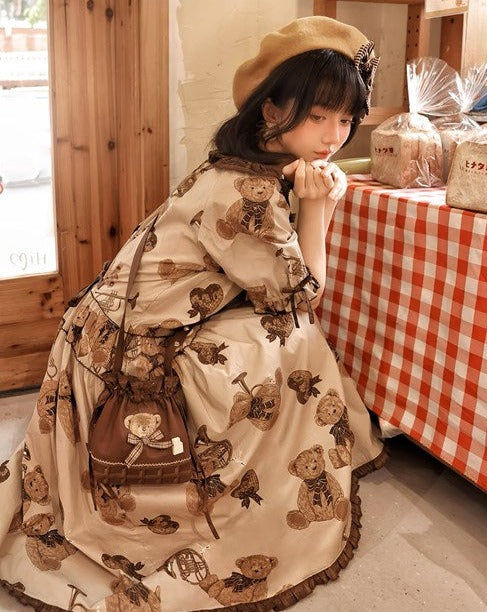 [Sales period ended] Chocolate Bear Movement One-piece dress type 1