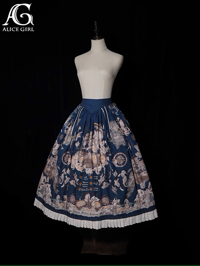 [Sale period ended] Treasure Hunt Map pirate style print skirt