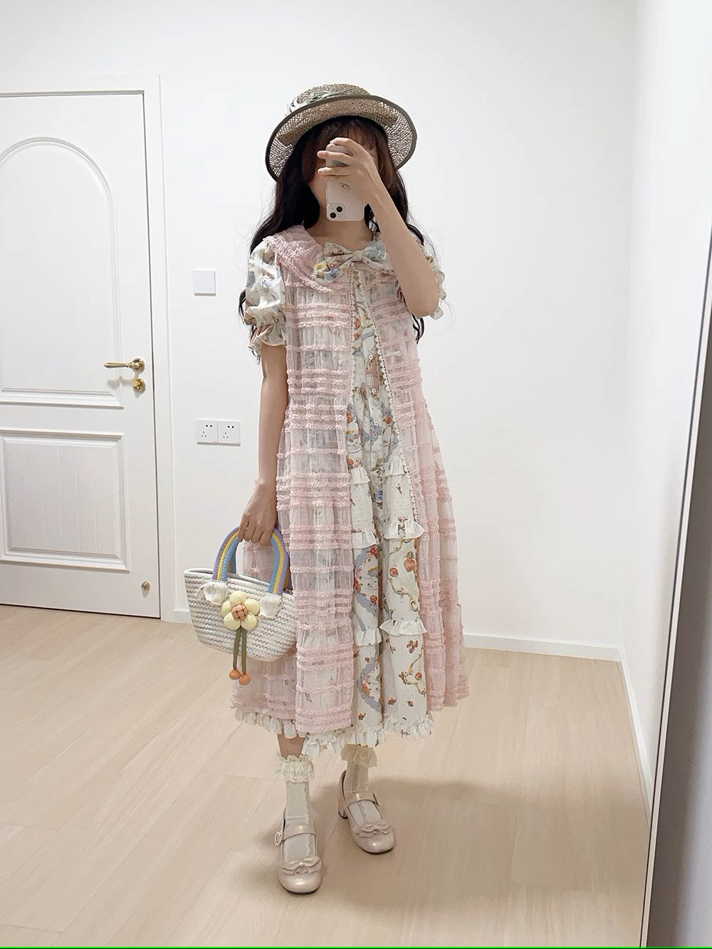 [Sale period ended] Cat rose tea party sheer gilet