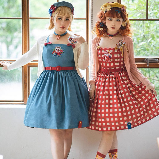 [Reservation until 7/6] Sweet Kitty Retro Simple Jumper Skirt