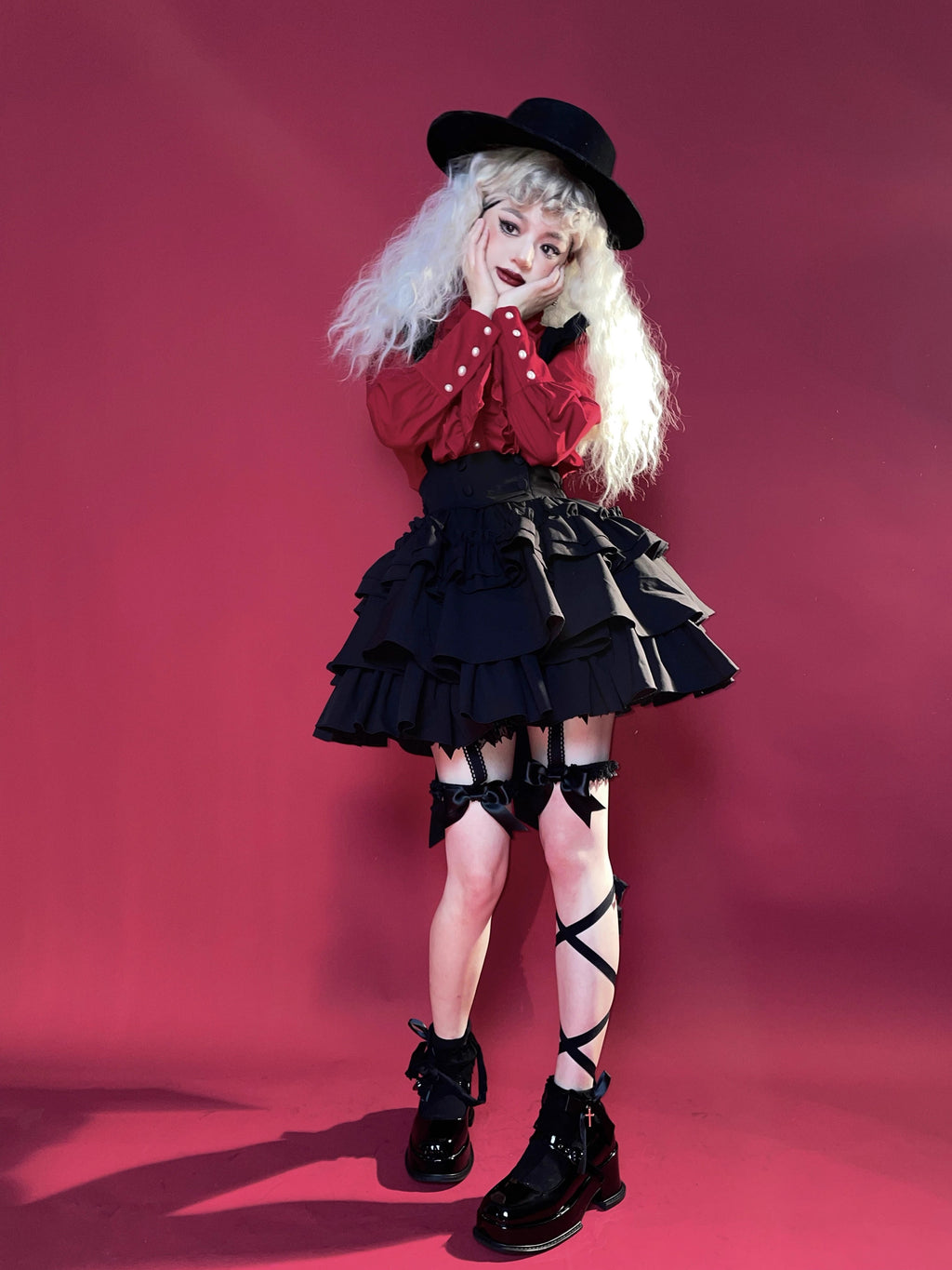 Doll's House Ribbon tie ruffle blouse 5 colors