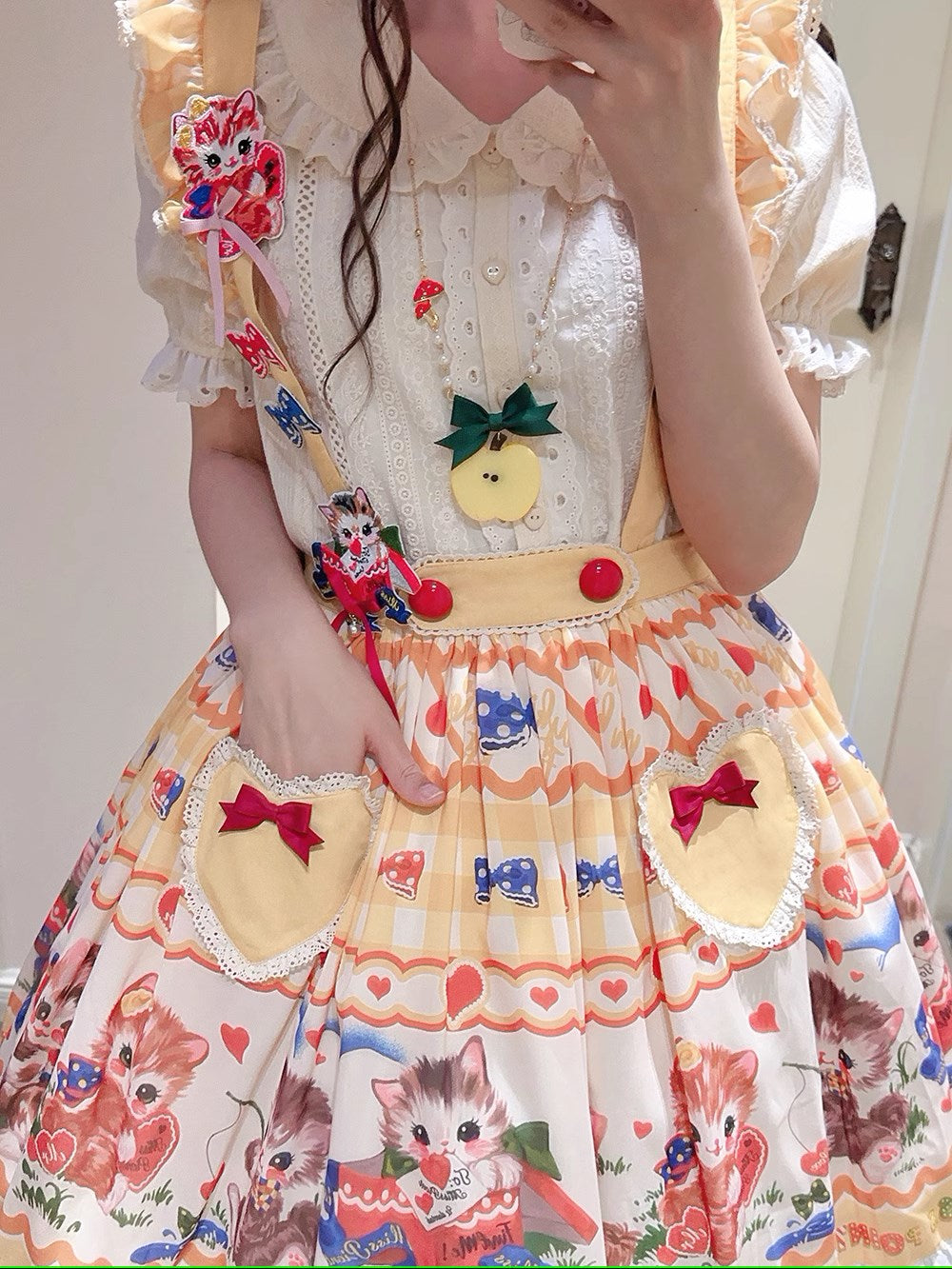 【予約販売】Sweet Kittyレトロ半袖ブラウス