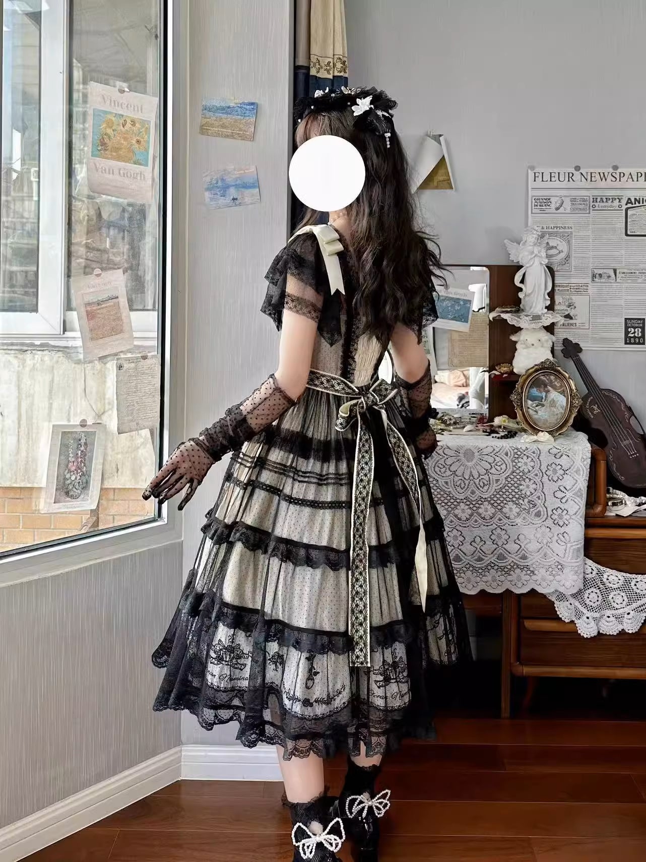Afternoon Tea Party Embroidered Polka Dot Tulle Dress