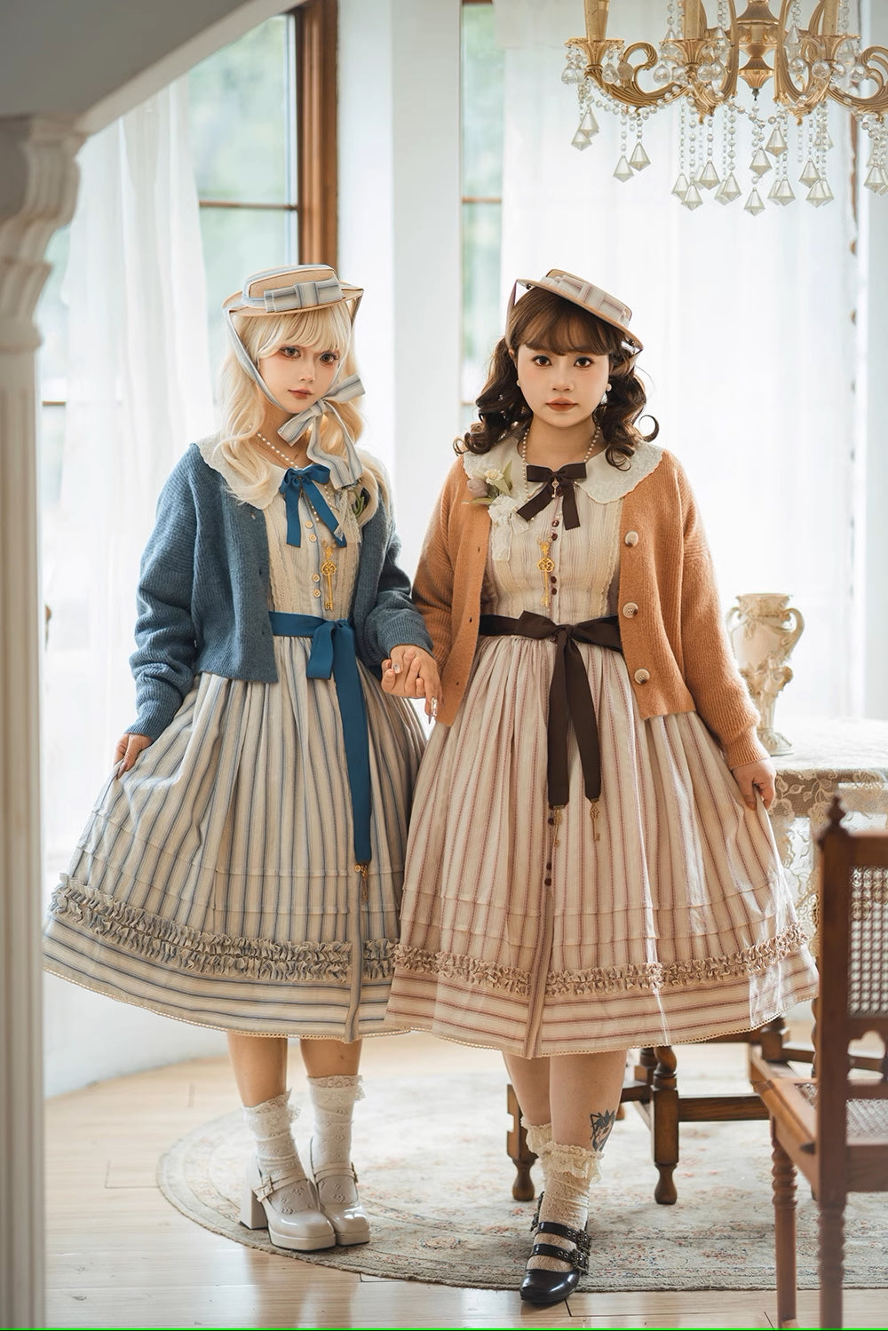 [Sale period has ended] Forest picture book striped long sleeve dress