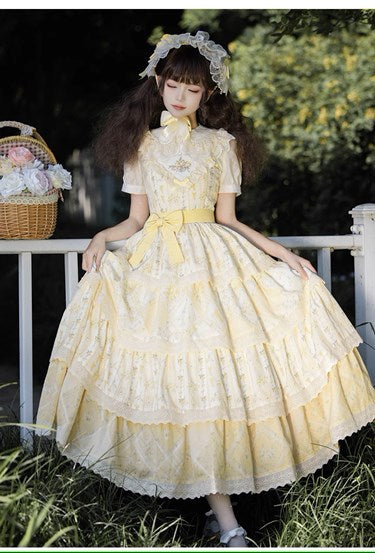 Cream yellow floral jumper skirt