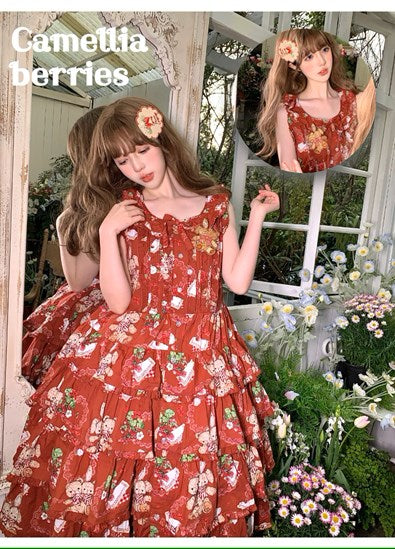 【再販・受注予約5/18まで】Camellia Berry ジャンパースカート ティアードタイプ・ロング丈