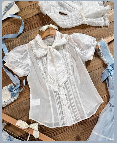 Antique Porcelain Plates Short Sleeve Blouse