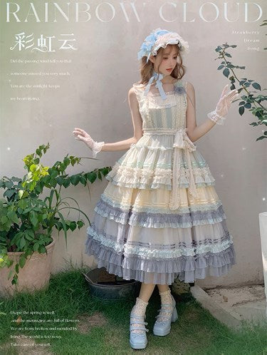 Rainbow Cloud Gradient Jumper Skirt