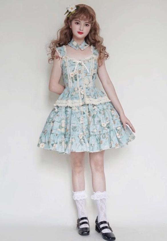 Camellia and Pearl プリントノースリーブトップス