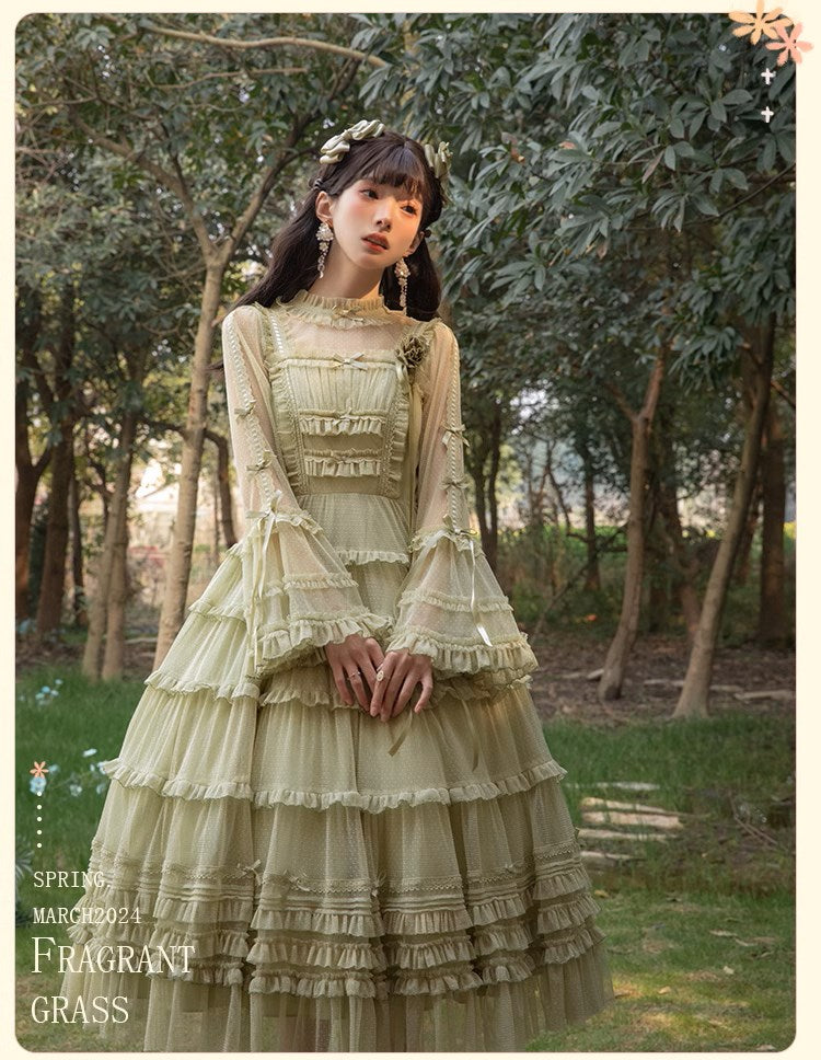 [Sales period ended] Fragrant Grass Frill Sheer Blouse