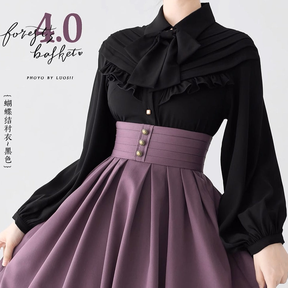 [Pre-order] Forest Basket 4.0 Ribbon Tie Blouse [20% off when purchased together]