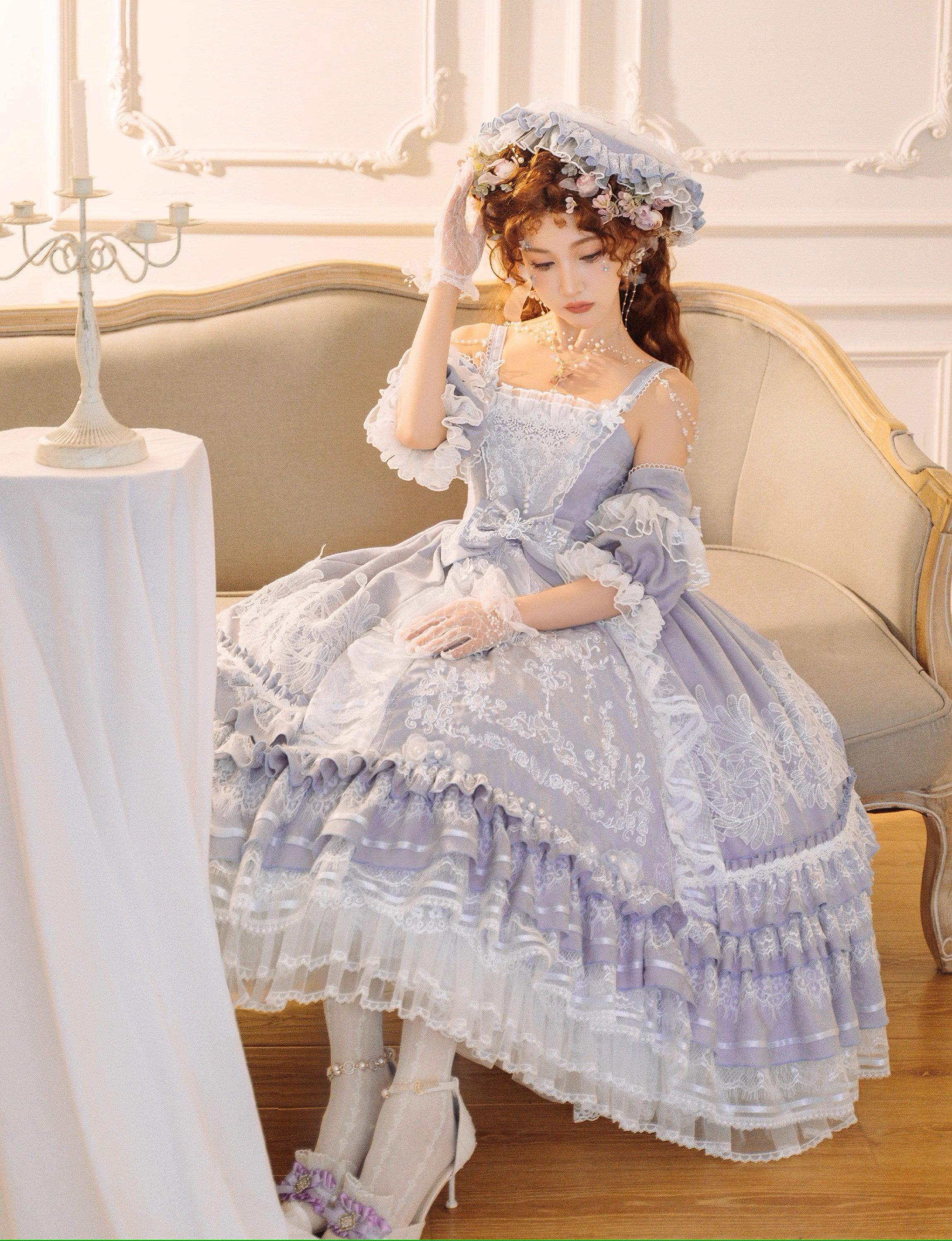 Diamond Stardust レースのプリンセスドレス・レースハット付【ショルダーストラップタイプ】