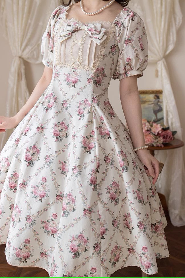 Floral Poetry Classical Short Sleeve Dress