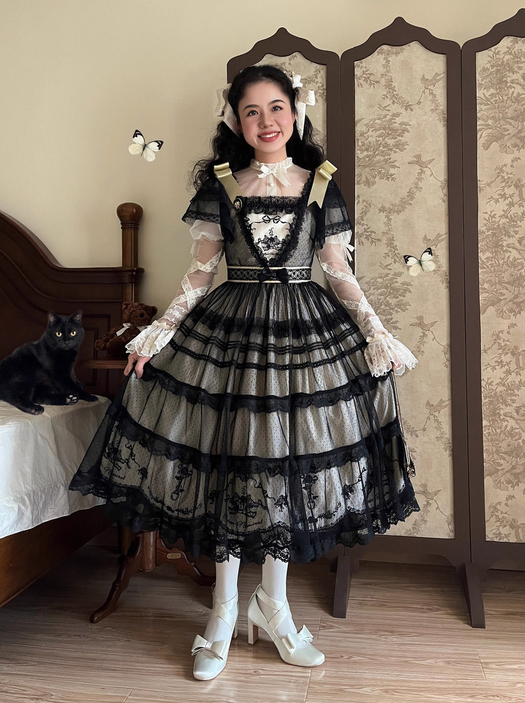 Afternoon Tea Party Embroidered Polka Dot Tulle Dress