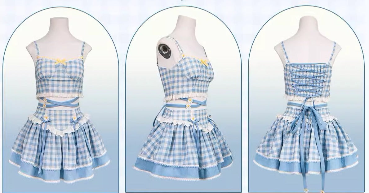 [Sale period ended] Daisy and Sky gingham check camisole and miniskirt