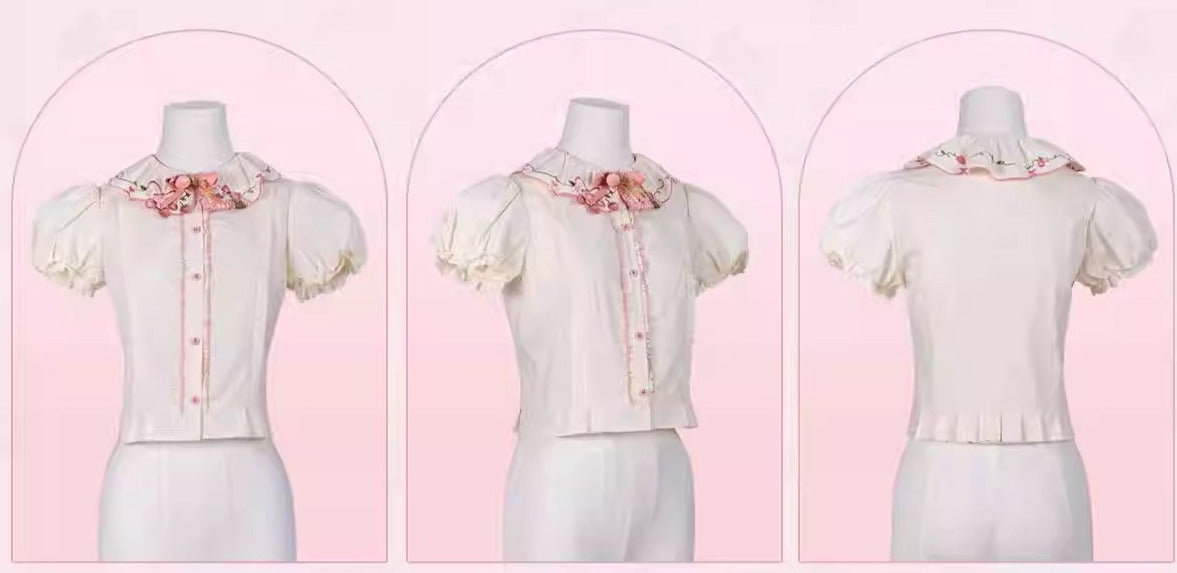 Strawberry Chiffon 半袖ブラウス