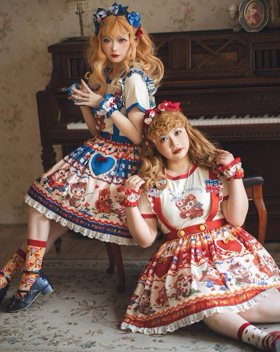 【予約販売】Sweet Kittyレトロサスペンダースカート