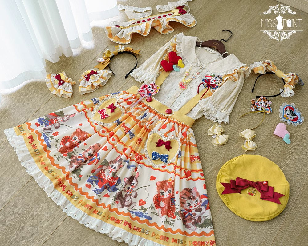 【予約販売】Sweet Kittyレトロサスペンダースカート