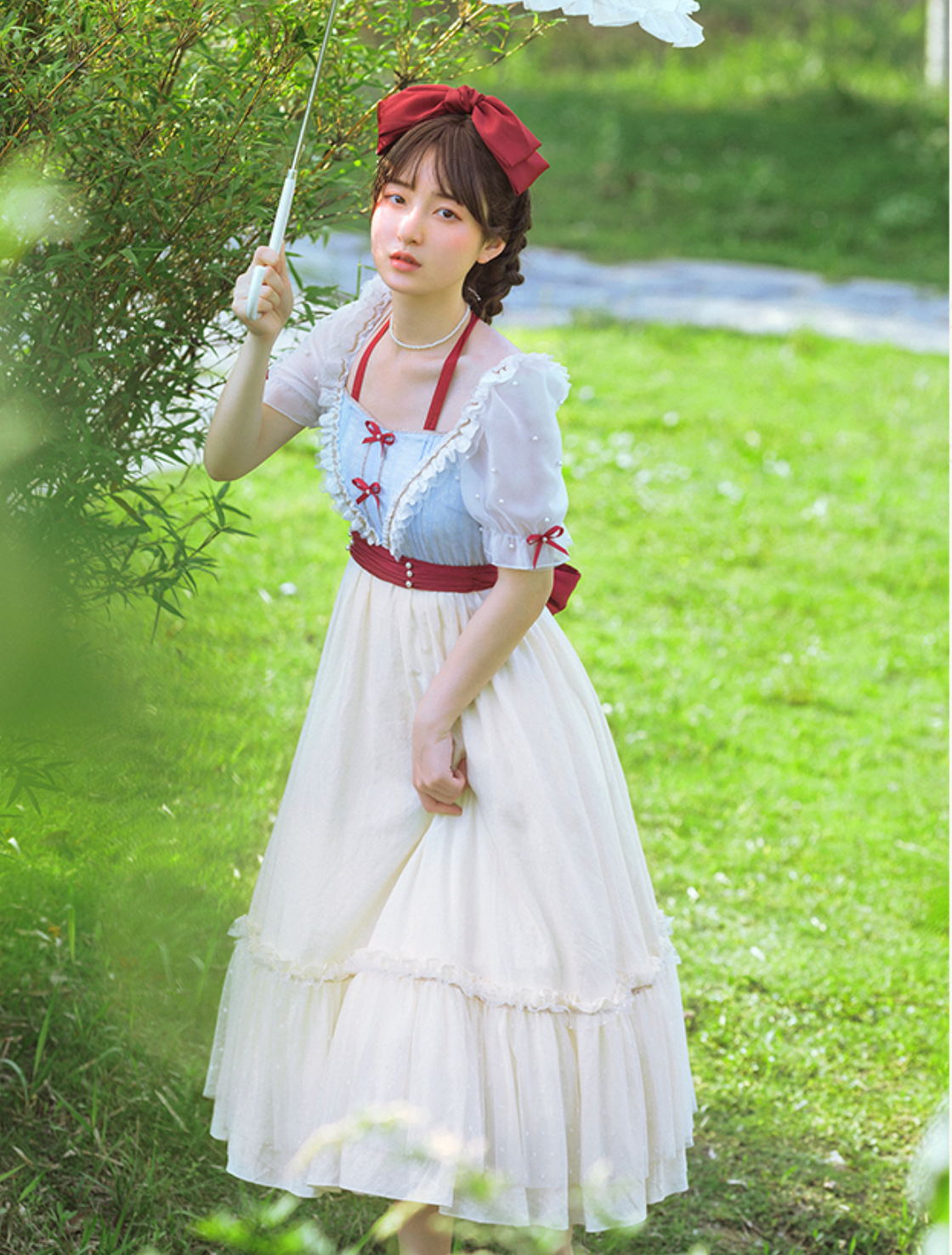 ピクニック スタイル 白雪姫風 ロリータワンピース